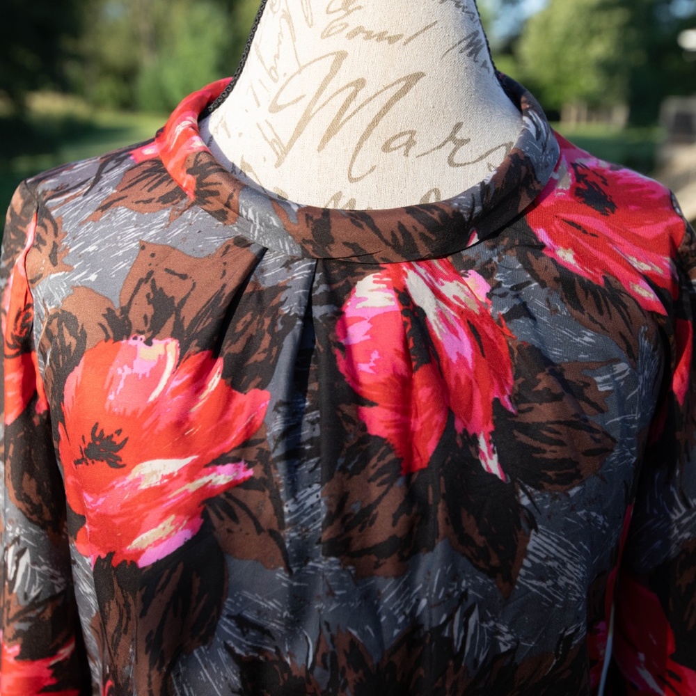 Boden silk blend vintage rose pattern blouse, US8/UK12